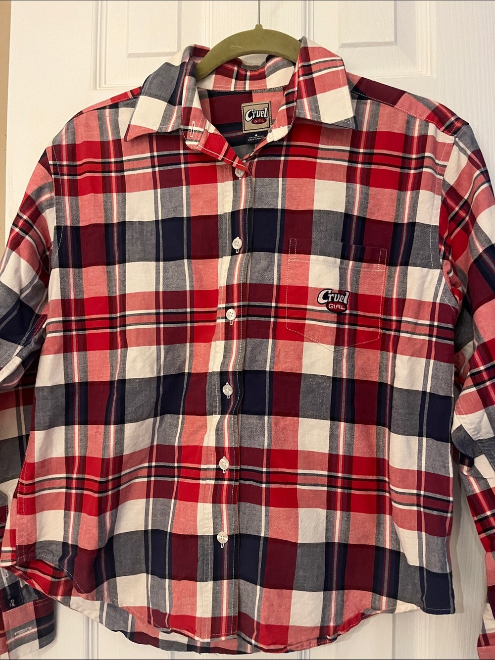 CRUEL GIRL  Western Plaid Long Sleeve Button-Down Shirt. Womens size S